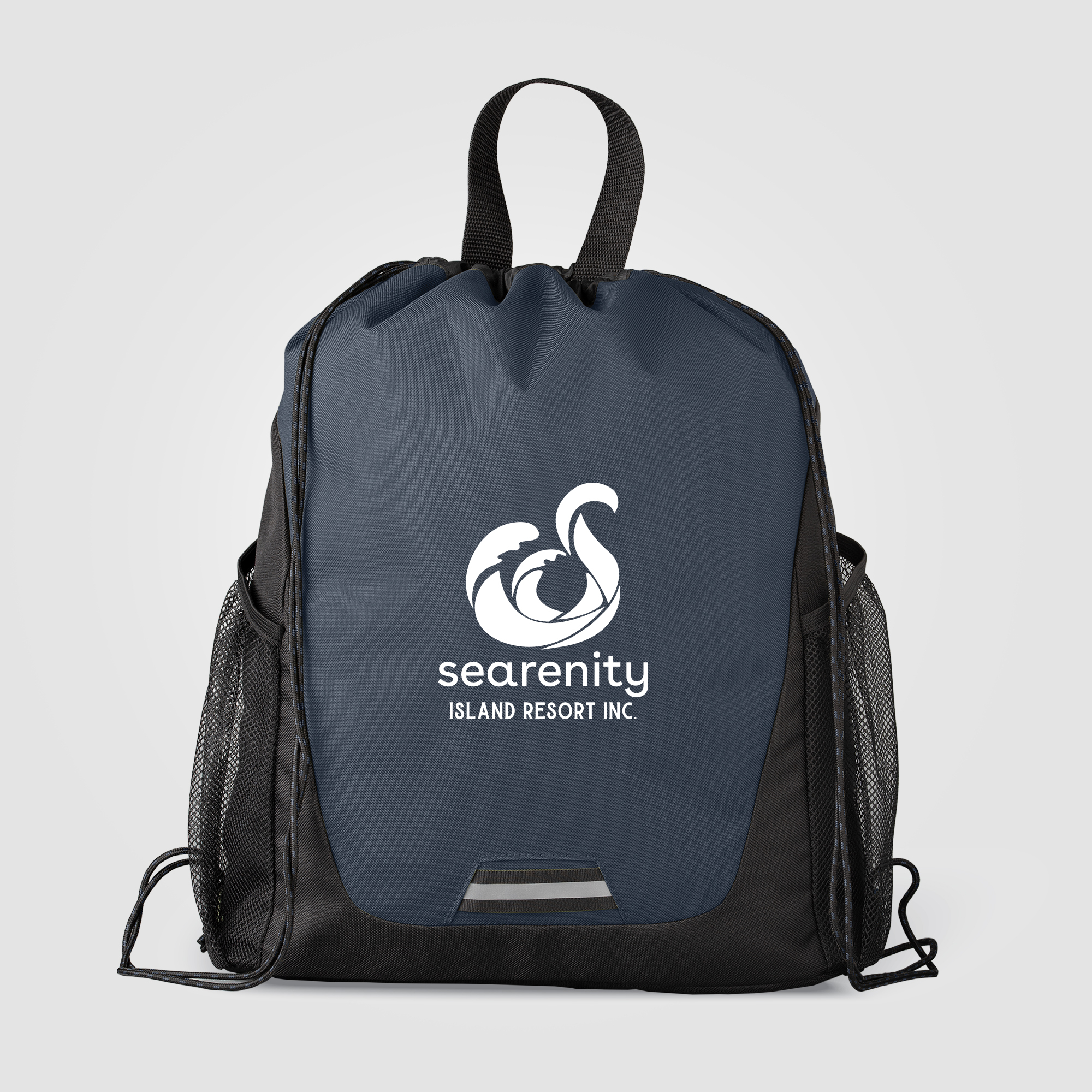 Sac à dos à cordon en polyester recyclé personnalisable Jotun Bleu marine